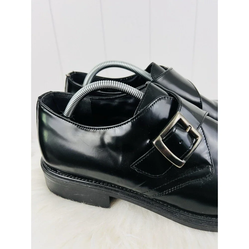 G.H. Bass & Co Monkstrap Buckled Black Patent Leather Oxford Dress Shoes Size 13